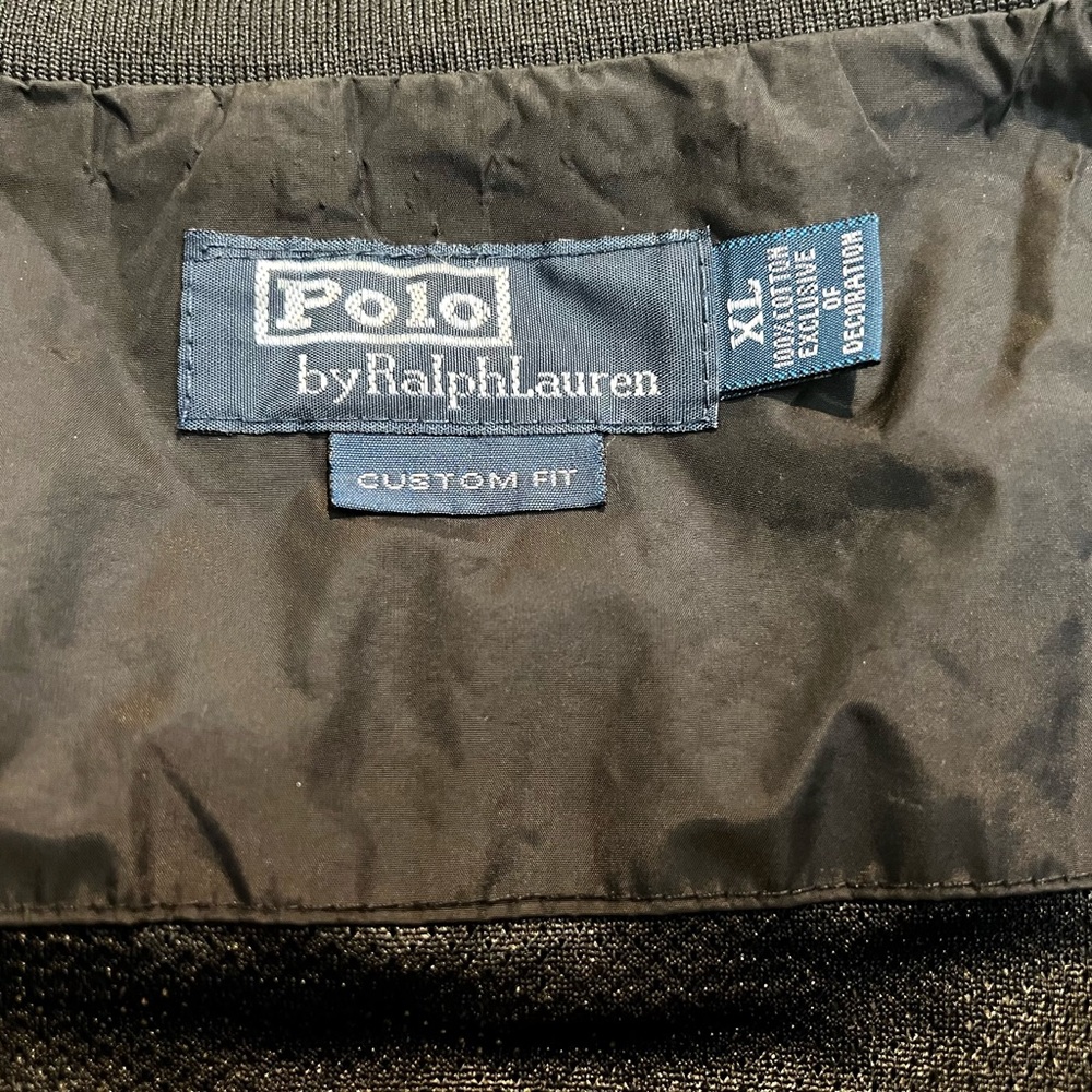 VINTAGE POLO RALPH LAUREN MONOGRAM MEN’S BASEBALL - BOMBER - BLACK AND YELLOW - Picture 3 of 5
